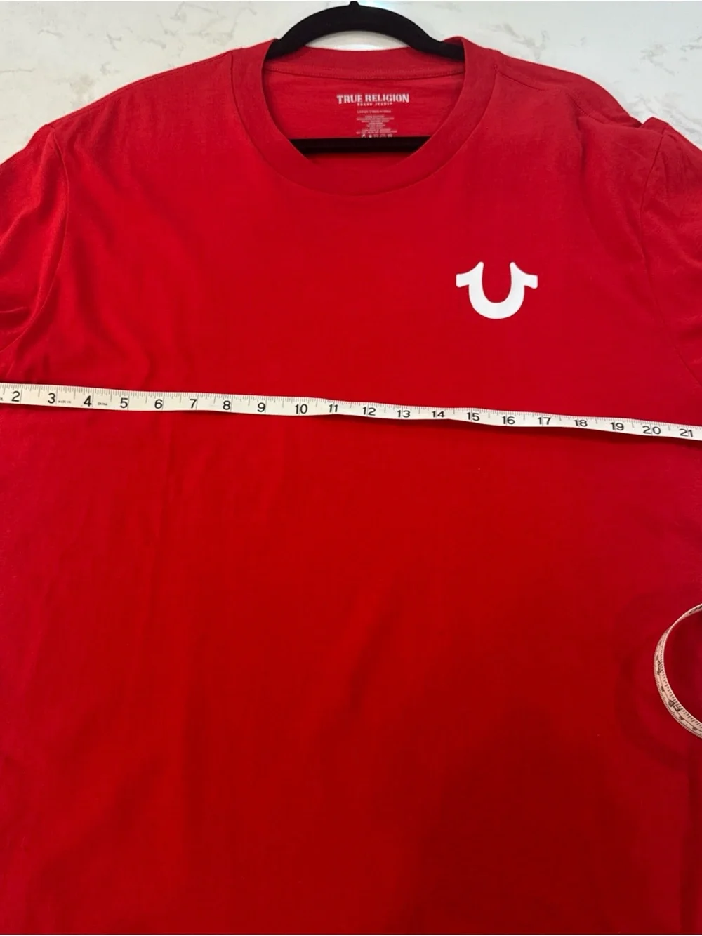NWT True Religion Red floating Buddha Tee Horseshoe Graphic rhinestone Men’s L